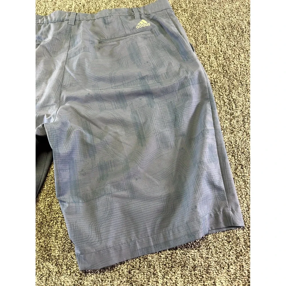Adidas Chino Shorts Mens 38 Blue Geometric Polyester Performance Golf Pockets